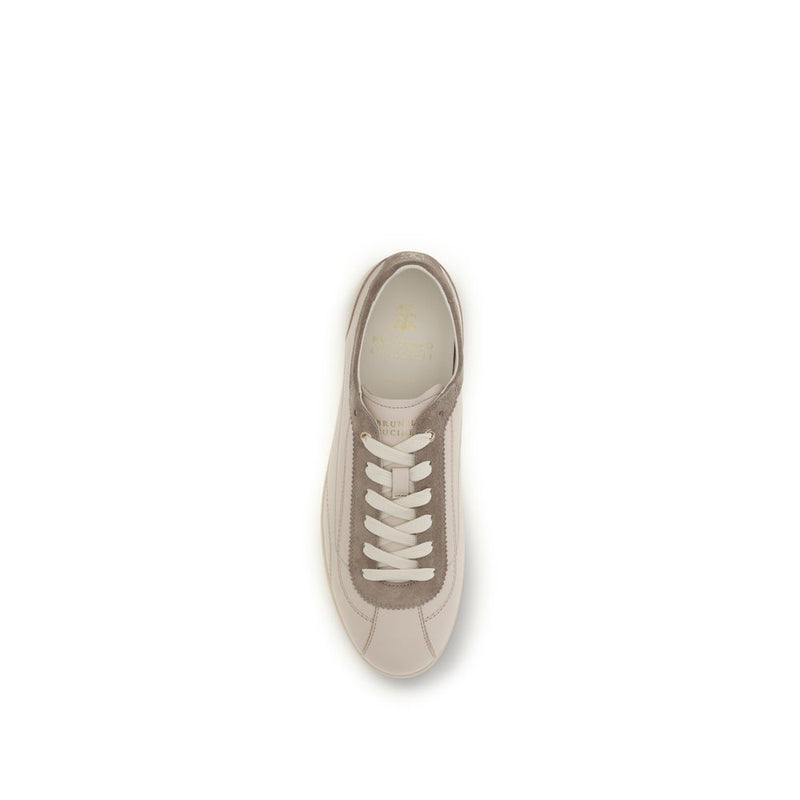 Brunello Cucinelli Beige Leather Low Top Sneakers for Men