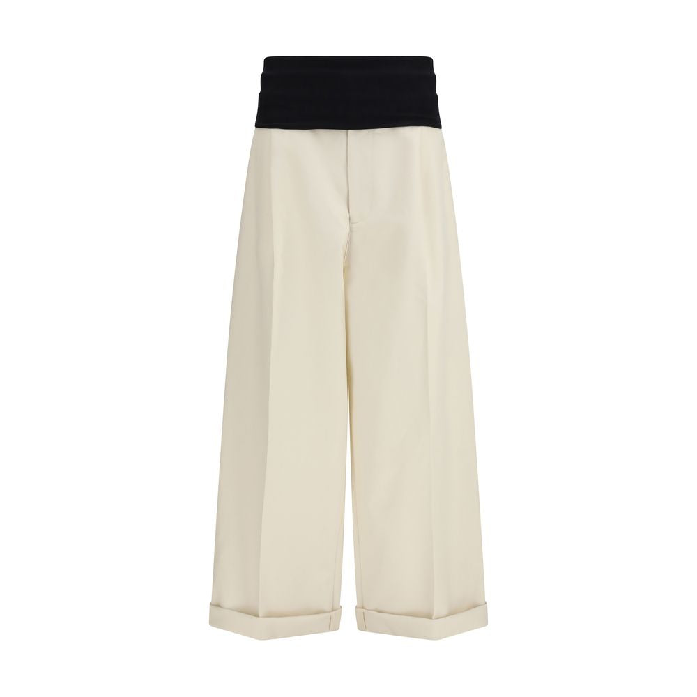 Darkpark Wendy Beige Cotton Wide-Leg Casual Pants