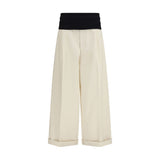 Darkpark Wendy Beige Cotton Wide-Leg Casual Pants