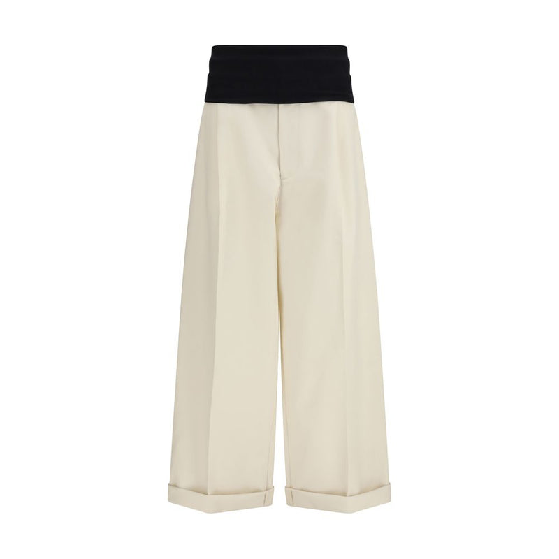 Darkpark Wendy Beige Cotton Wide-Leg Casual Pants