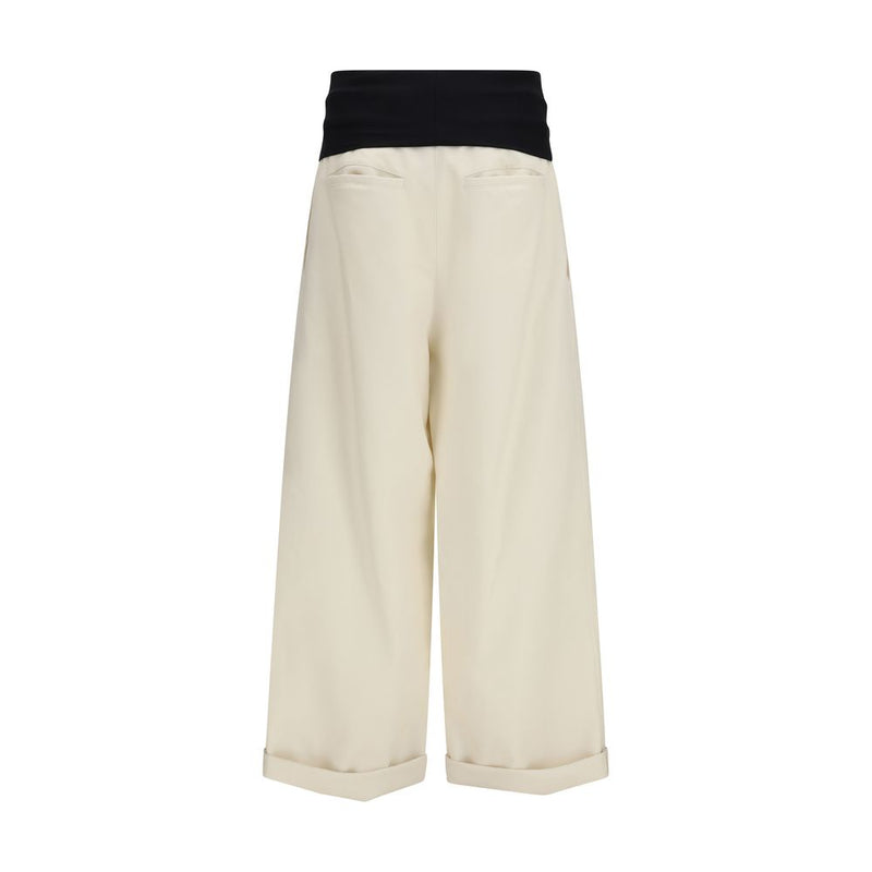 Darkpark Wendy Beige Cotton Wide-Leg Casual Pants