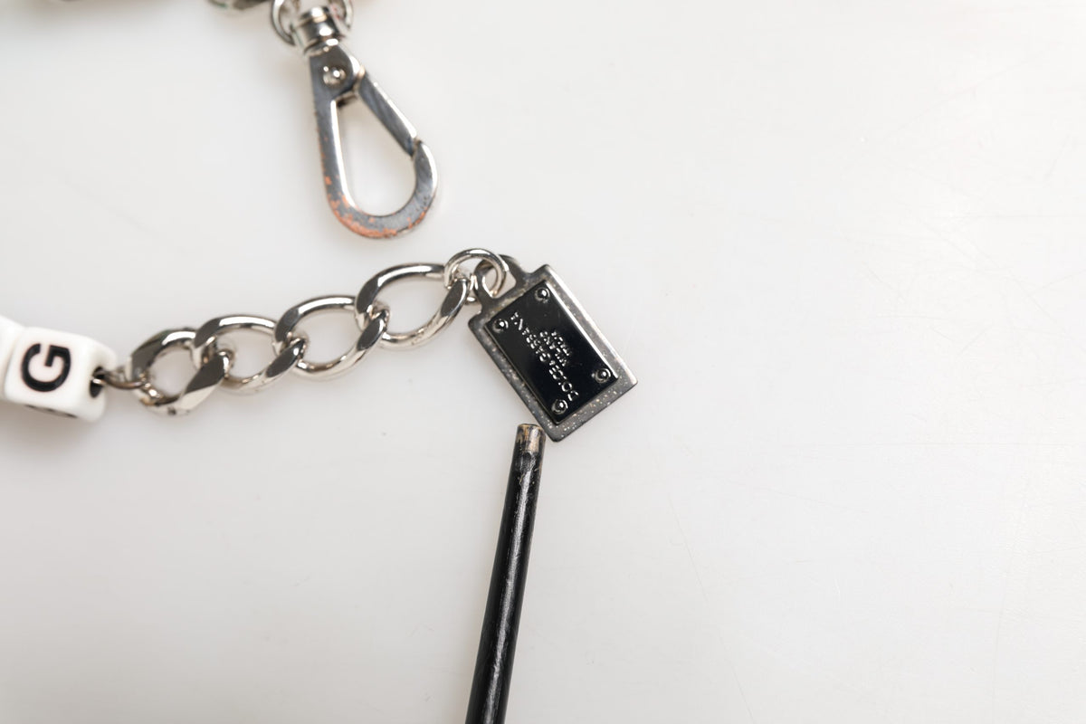 Bracelet Charm en Chaîne en Laiton Argenté avec Logo DG