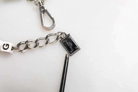 Bracelet Charm en Chaîne en Laiton Argenté avec Logo DG