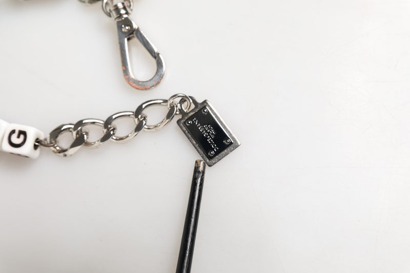 Bracelet Charm en Chaîne en Laiton Argenté avec Logo DG
