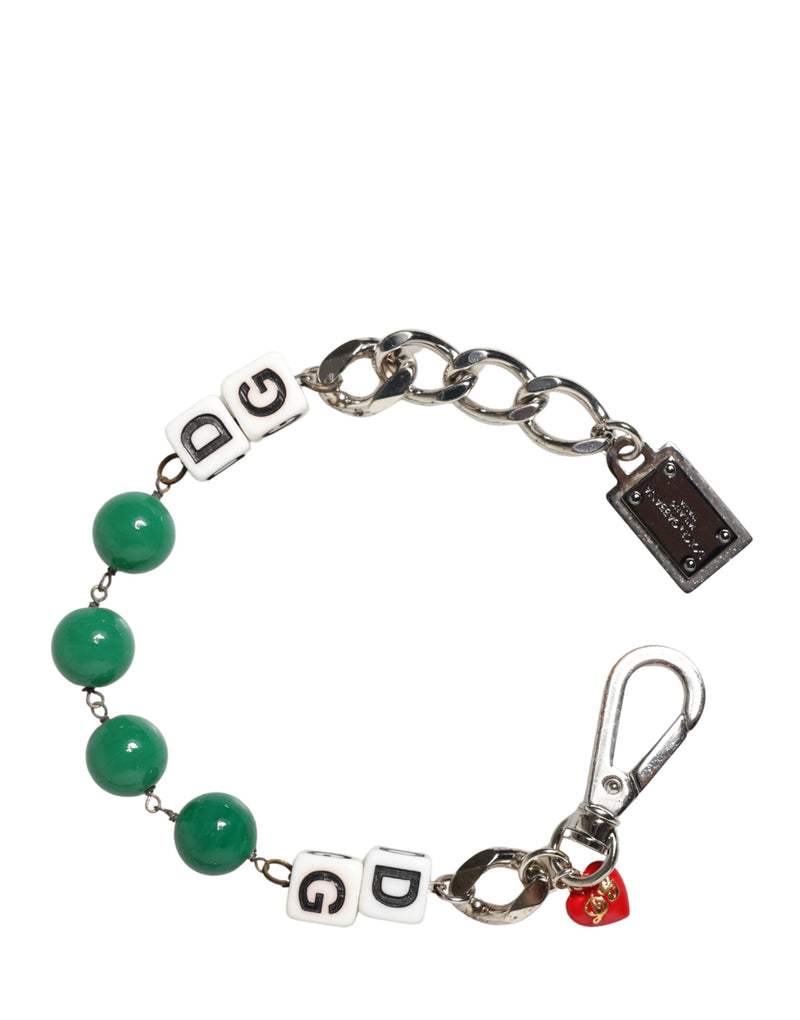 Bracelet Charm en Chaîne en Laiton Argenté avec Logo DG