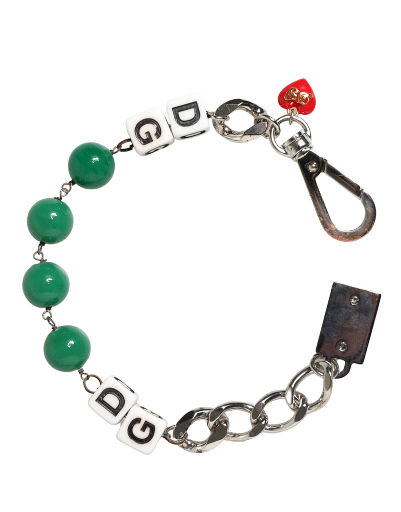 Bracelet Charm en Chaîne en Laiton Argenté avec Logo DG