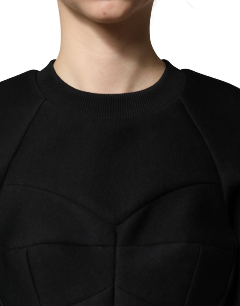 Philosophy Black Cropped Zipper Back Sweatshirt Sweater