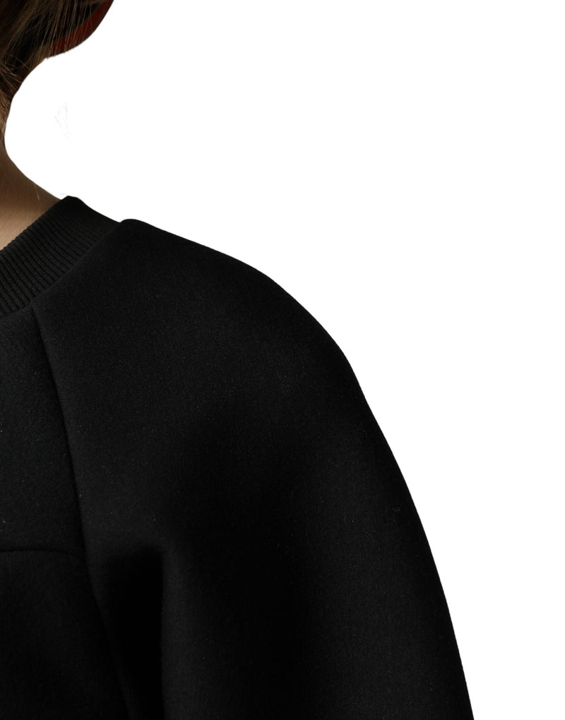 Philosophy Black Cropped Zipper Back Sweatshirt Sweater