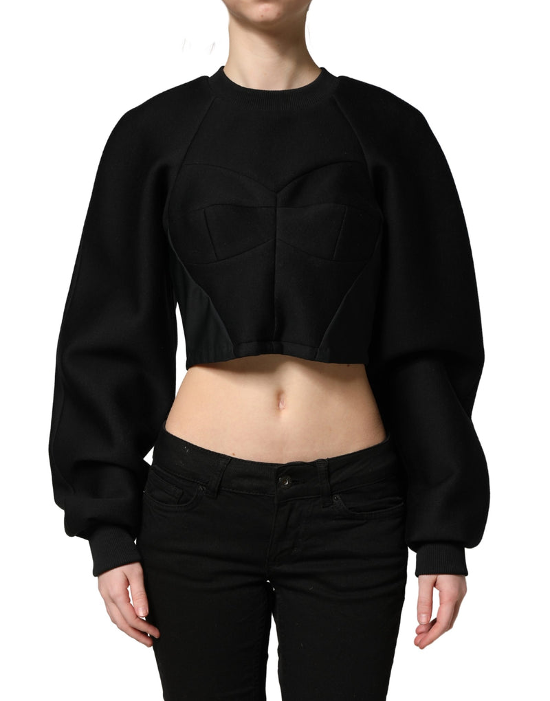 Philosophy Black Cropped Zipper Back Sweatshirt Sweater
