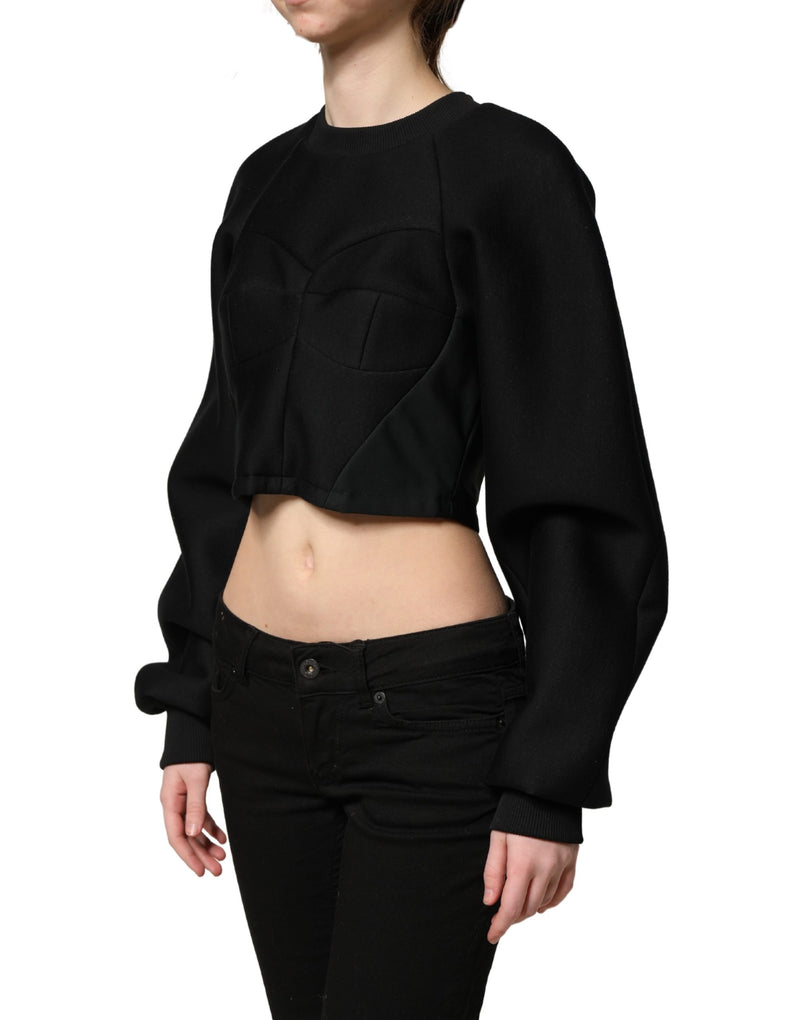 Philosophy Black Cropped Zipper Back Sweatshirt Sweater