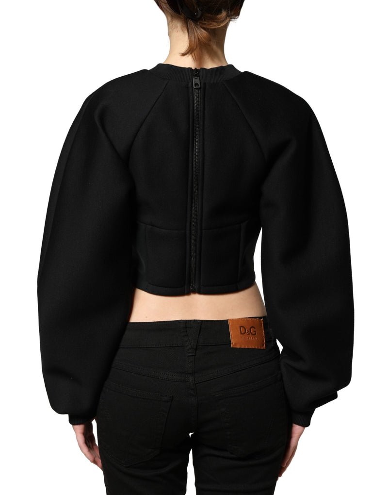 Philosophy Black Cropped Zipper Back Sweatshirt Sweater