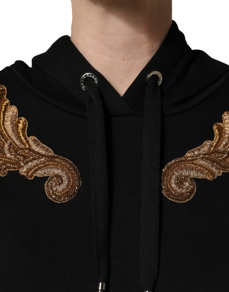 Dolce & Gabbana Black Embroidered Tassel Hooded Sweatshirt