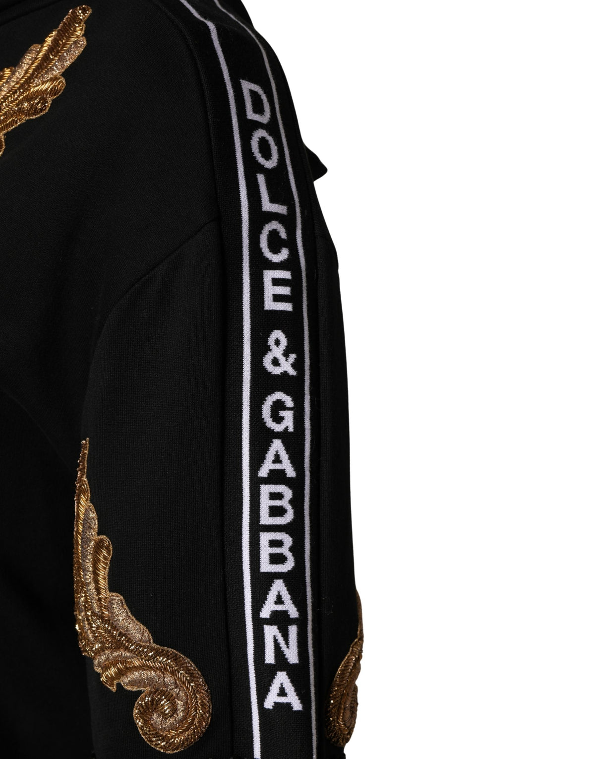 Dolce & Gabbana Black Embroidered Tassel Hooded Sweatshirt