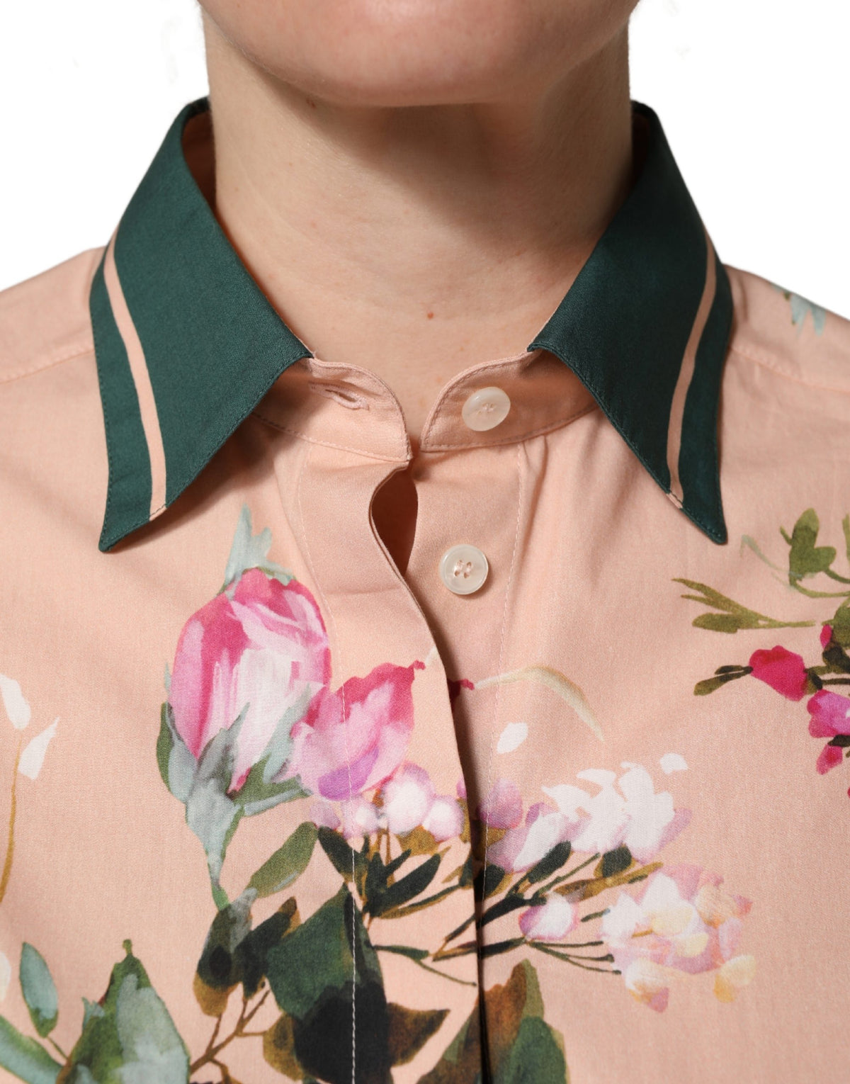 Dolce & Gabbana Pink Floral Cotton Button Front Shirt