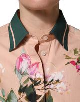Dolce & Gabbana Pink Floral Cotton Button Front Shirt