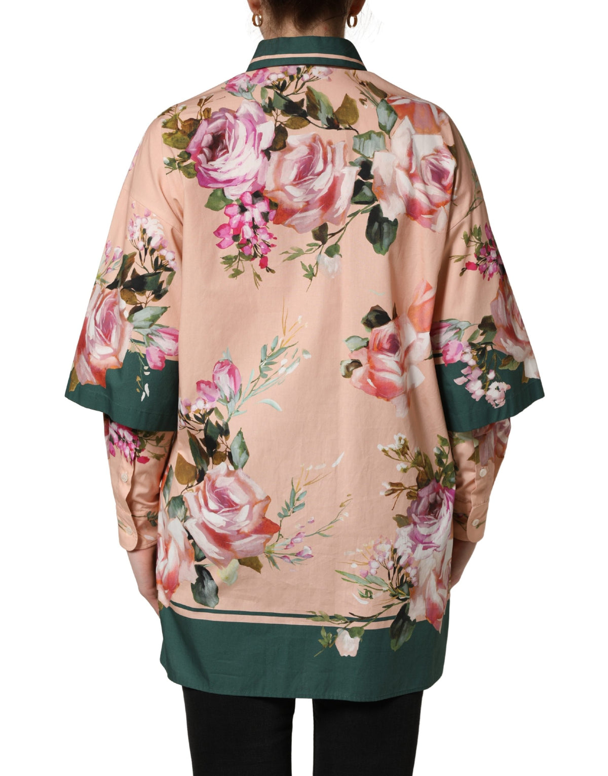 Dolce & Gabbana Pink Floral Cotton Button Front Shirt