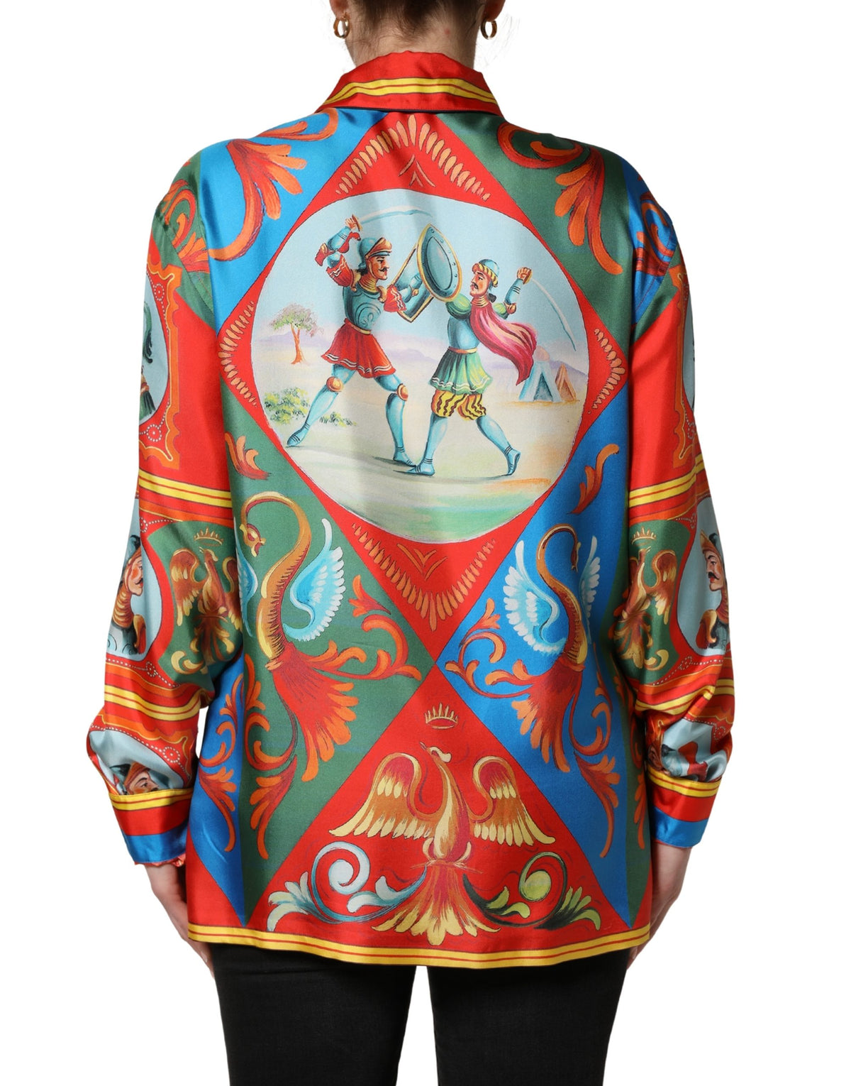Dolce & Gabbana Multicolor Printed Long Sleeve Silk Shirt