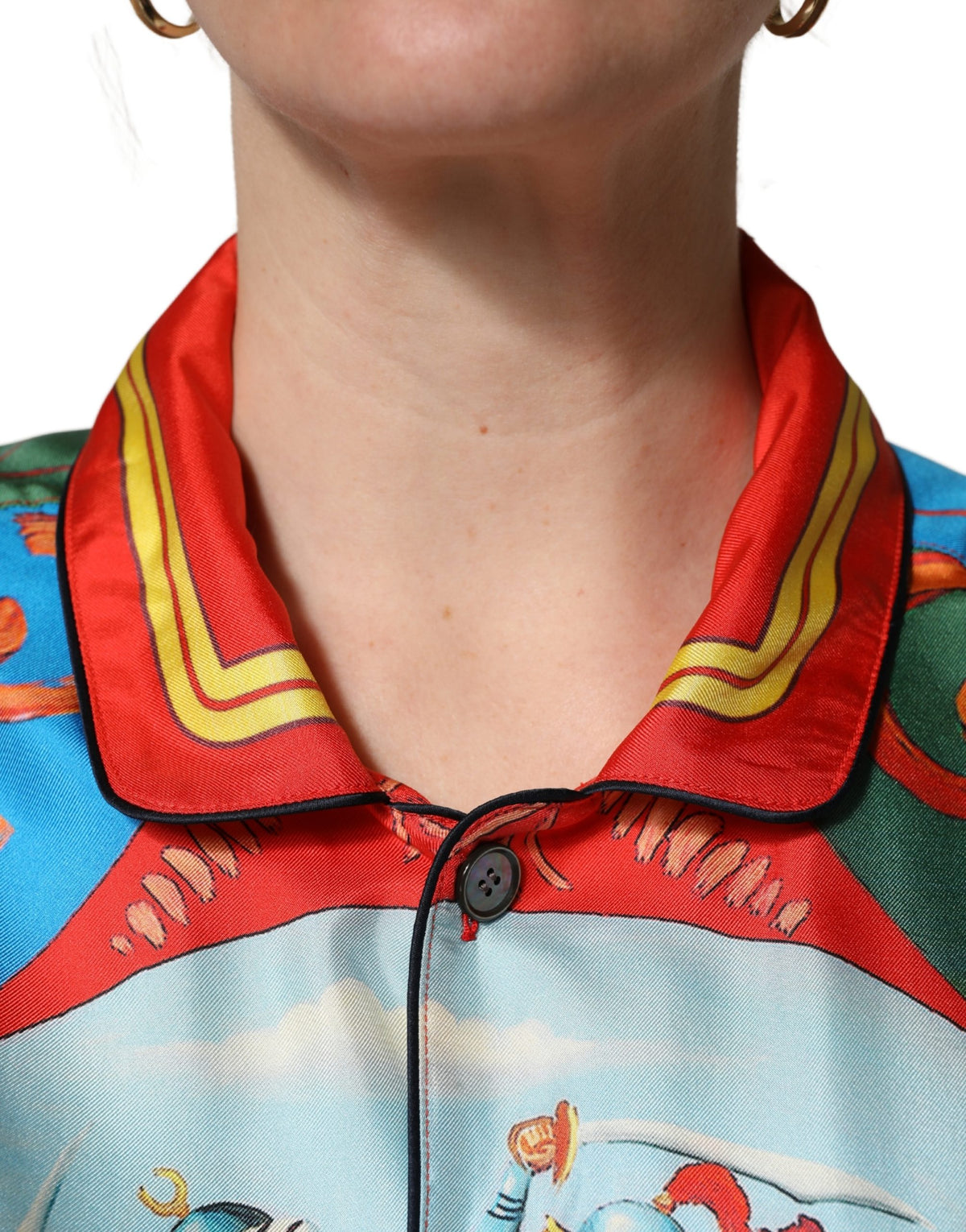 Dolce & Gabbana Multicolor Printed Long Sleeve Silk Shirt