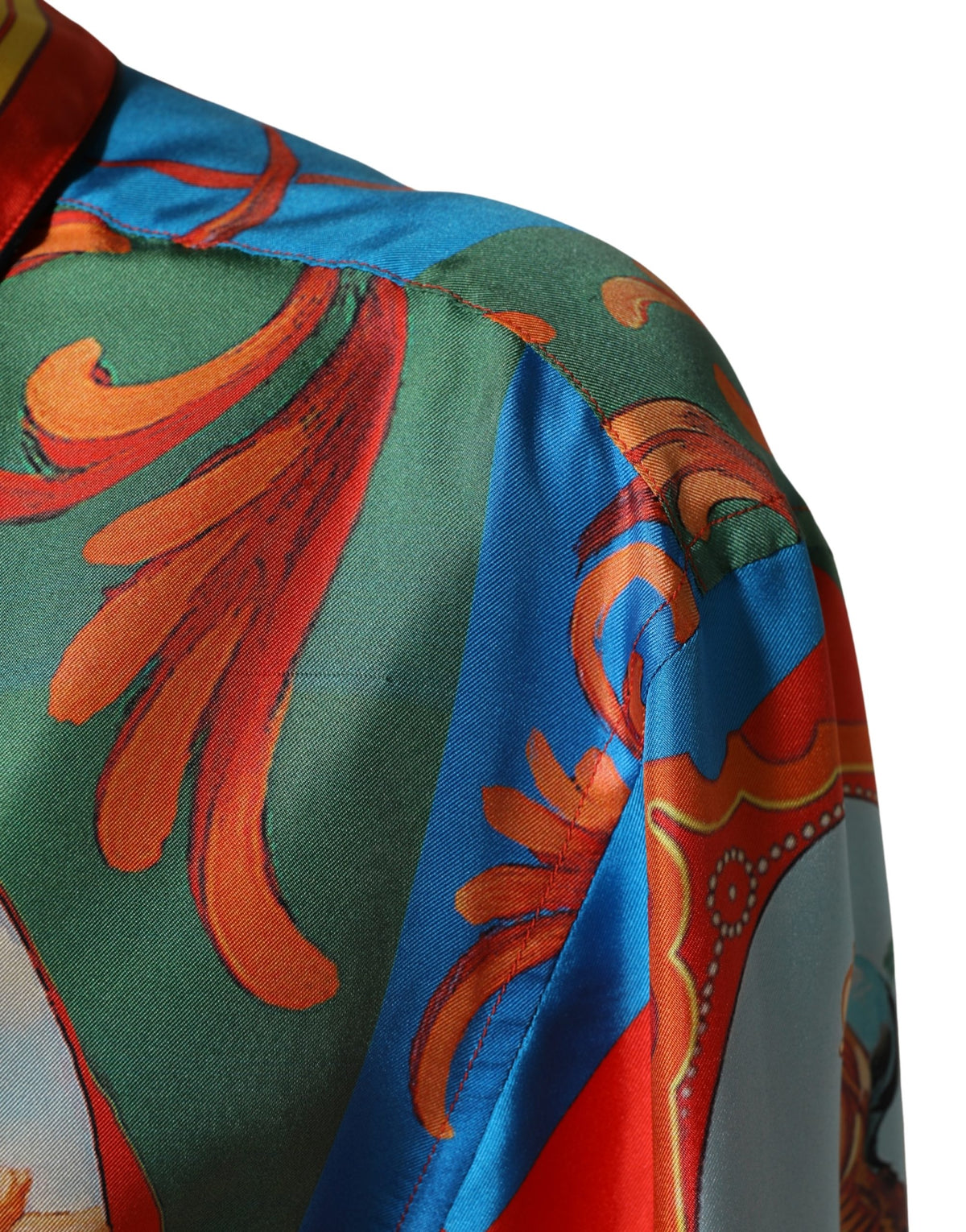 Dolce & Gabbana Multicolor Printed Long Sleeve Silk Shirt
