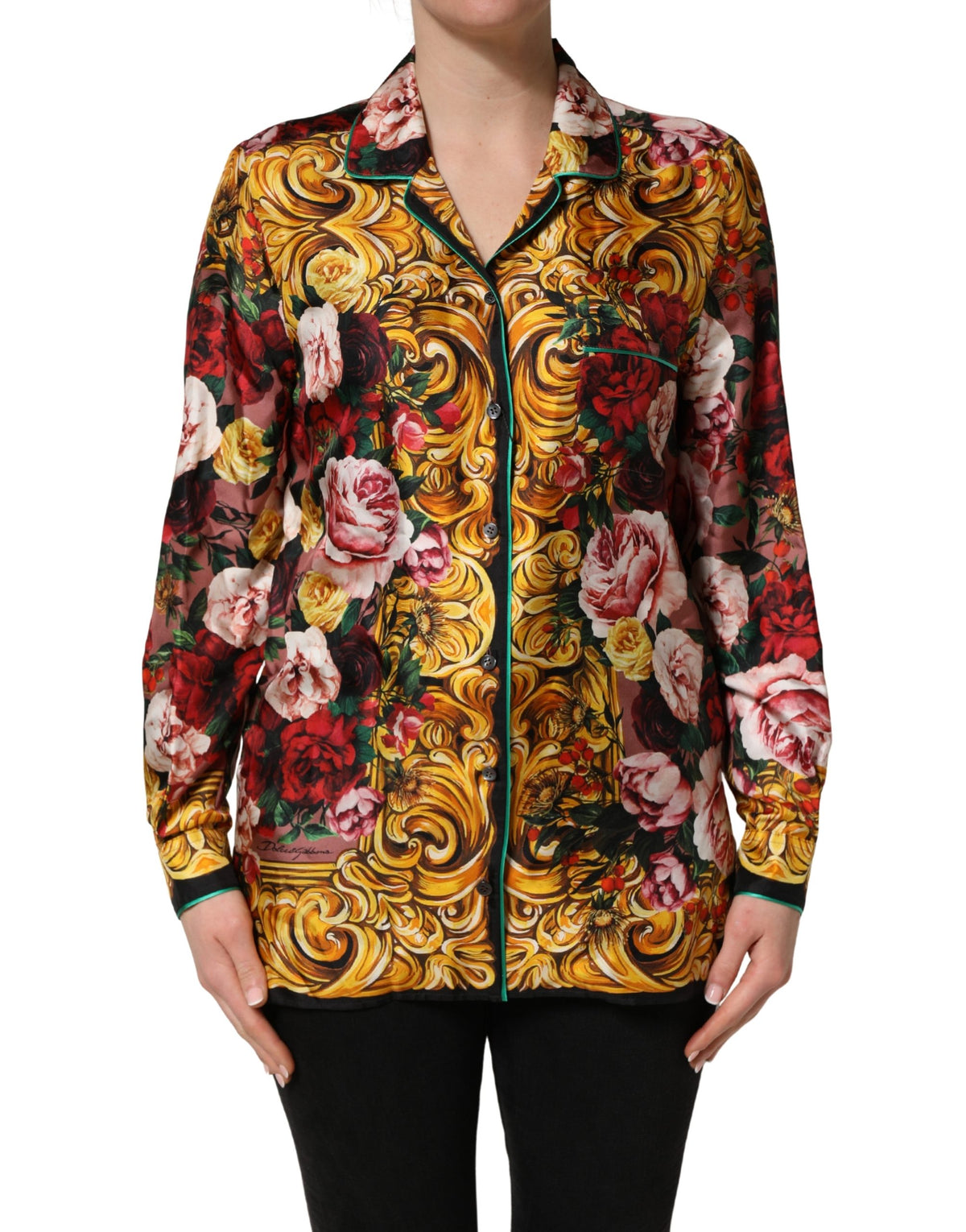 Dolce & Gabbana Multicolor Floral Long Sleeve Silk Shirt
