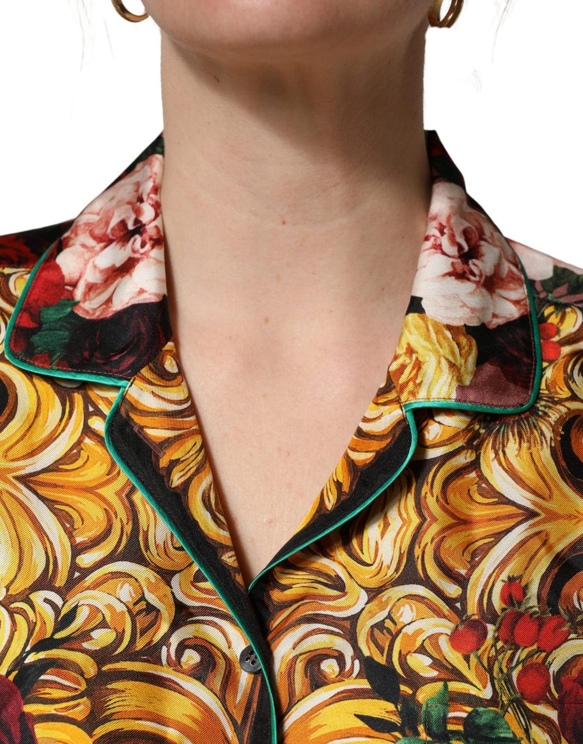 Dolce & Gabbana Multicolor Floral Long Sleeve Silk Shirt