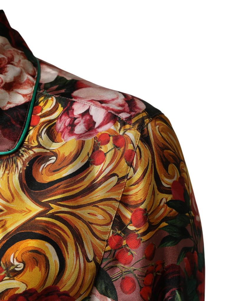 Dolce & Gabbana Multicolor Floral Long Sleeve Silk Shirt