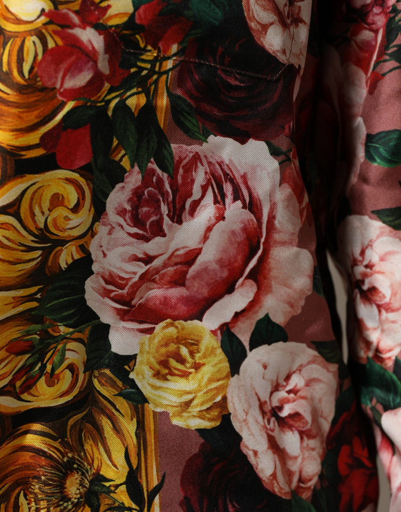 Dolce & Gabbana Multicolor Floral Long Sleeve Silk Shirt