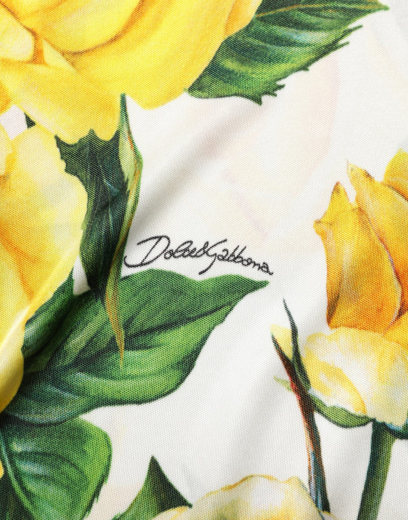 Dolce & Gabbana Yellow Rose Floral Long Sleeves Blouse Top