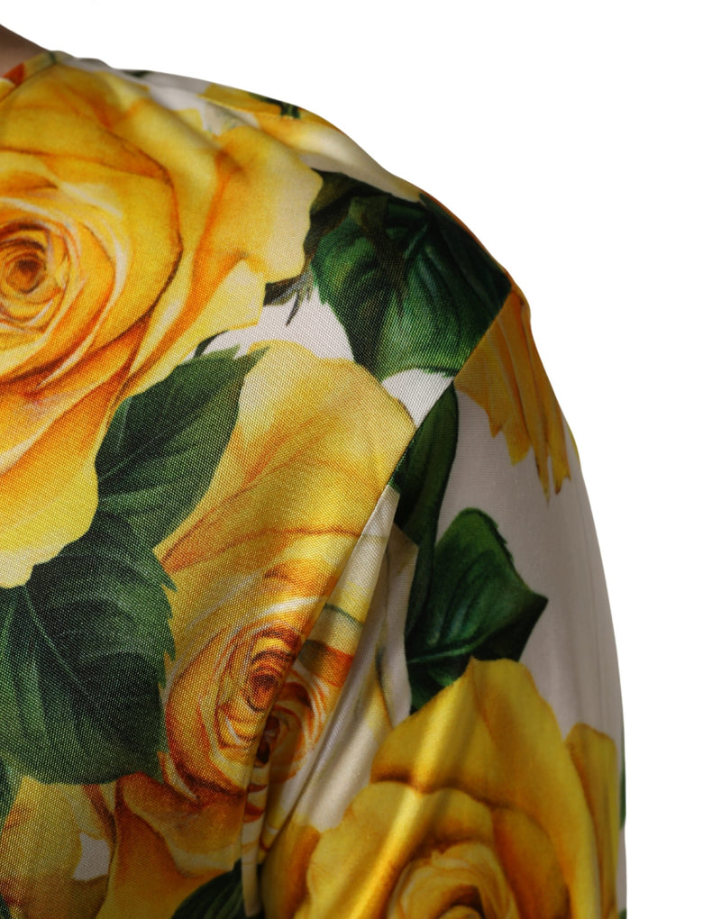Dolce & Gabbana Yellow Rose Floral Long Sleeves Blouse Top
