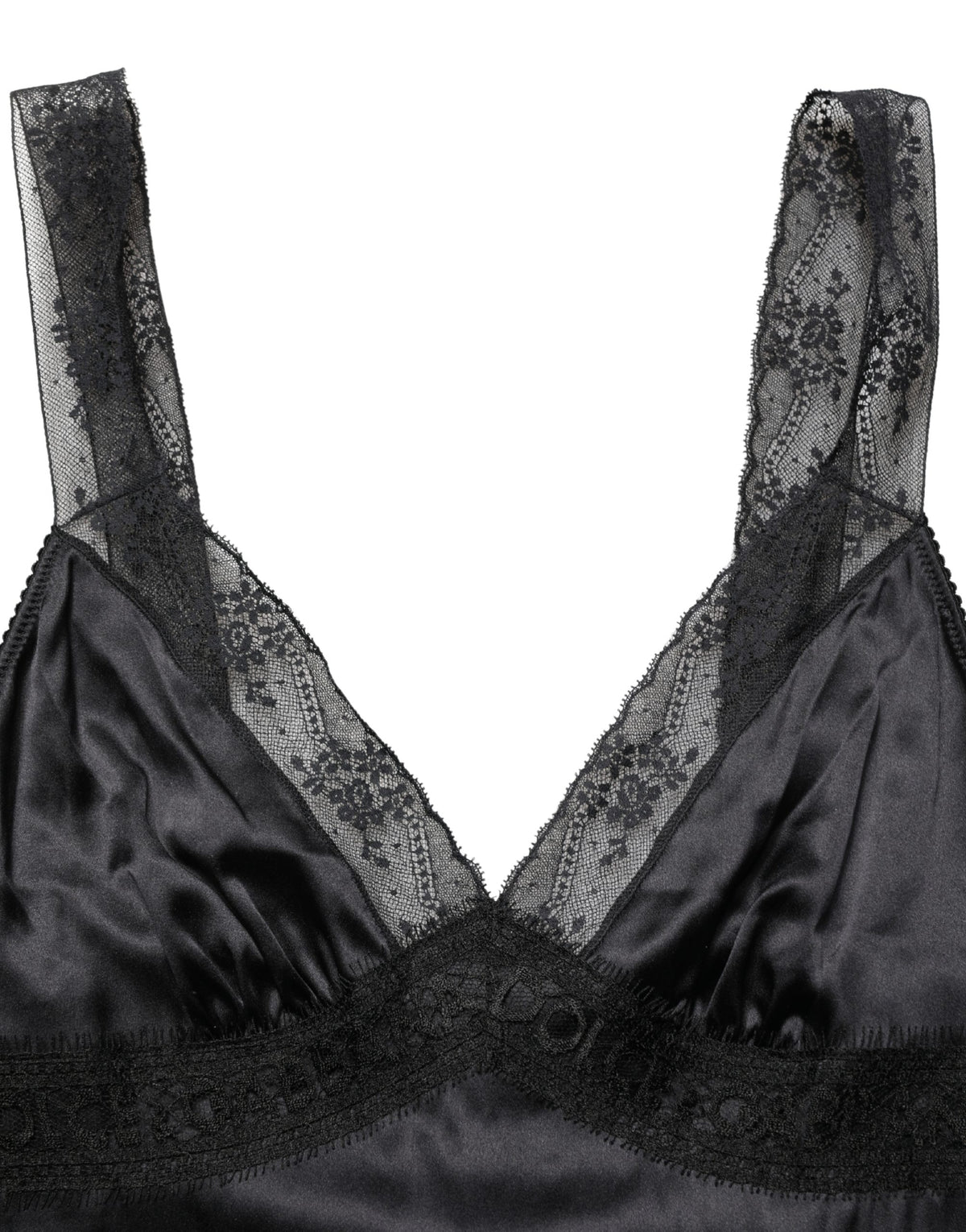 Dolce & Gabbana Black Silk Lace Trim Camisole V-neck Tank Top