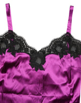 Dolce & Gabbana Purple Silk Lace Trim Camisole