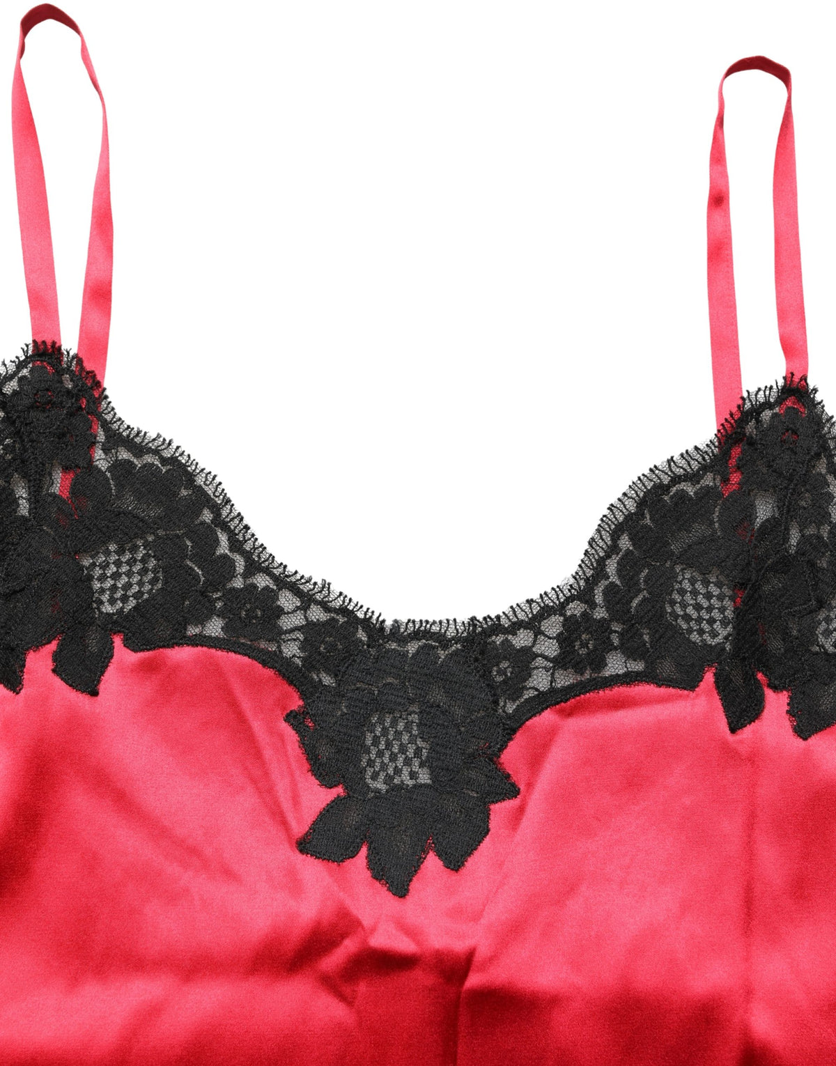Dolce & Gabbana Red Silk Lace Trim Camisole - Sleeveless Top
