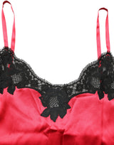 Dolce & Gabbana Red Silk Lace Trim Camisole - Sleeveless Top