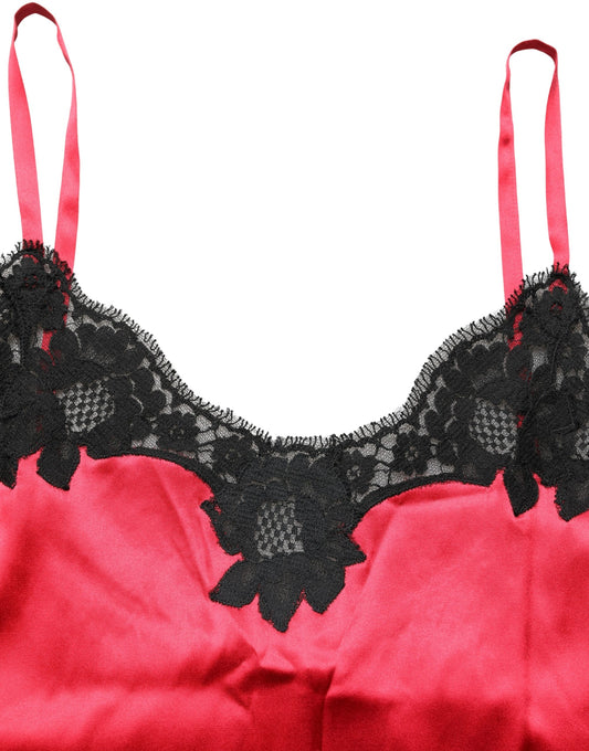 Dolce & Gabbana Red Silk Lace Trim Camisole - Sleeveless Top