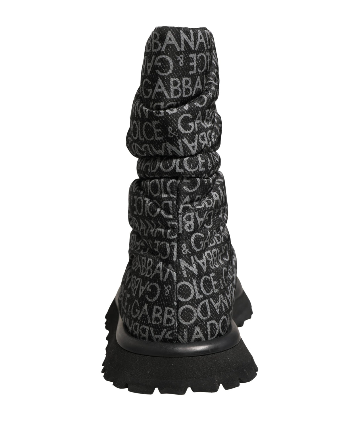Dolce & Gabbana Black Logo Print Lace Up Snow Boots