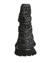 Dolce & Gabbana Black Logo Print Lace Up Snow Boots