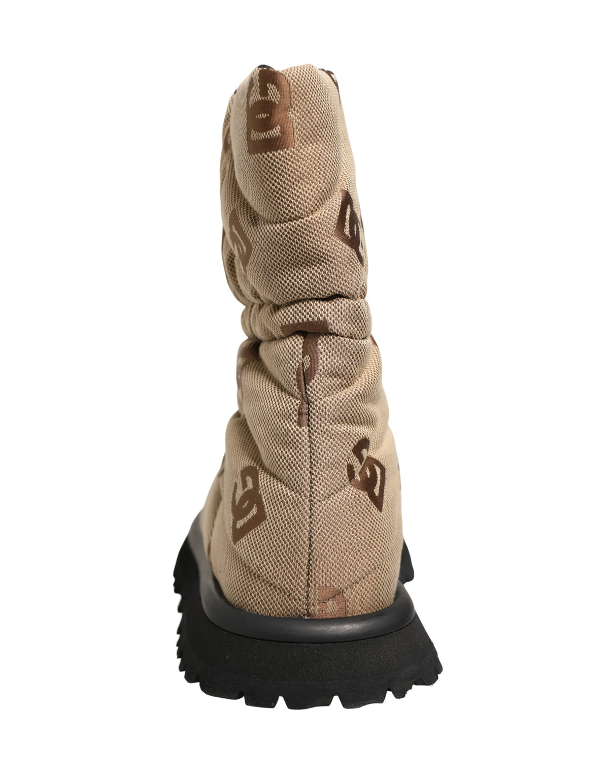 Dolce & Gabbana Brown Logo Print Lace Up Snow Boots
