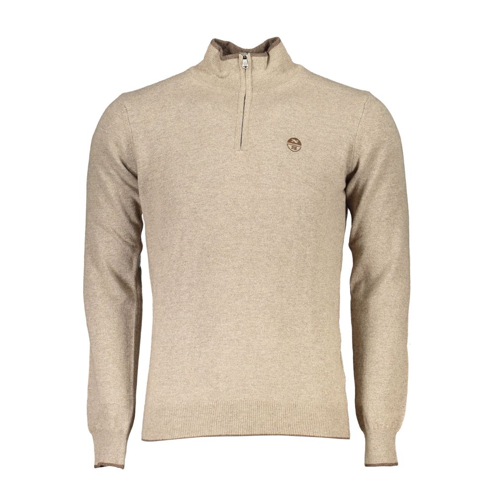 North Sails Beige Fabric Men's Sweater with Half-Zip Design