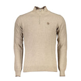 North Sails Beige Fabric Men's Sweater with Half-Zip Design