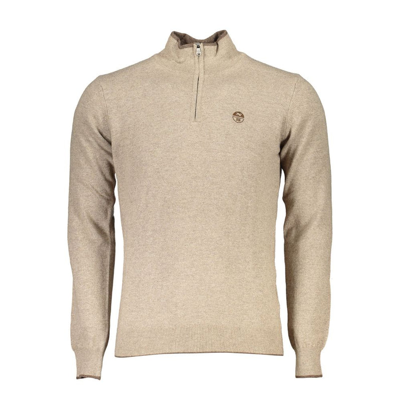 North Sails Beige Fabric Men's Sweater with Half-Zip Design