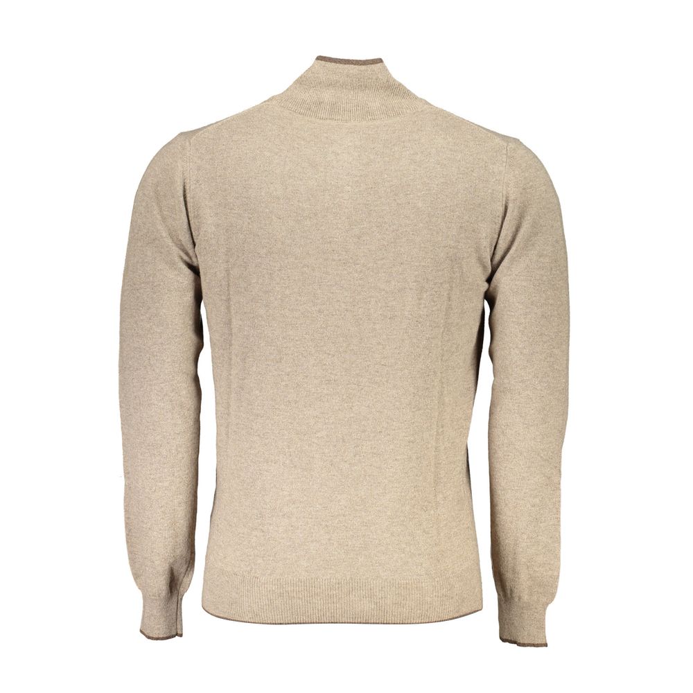 North Sails Beige Fabric Men's Sweater with Half-Zip Design
