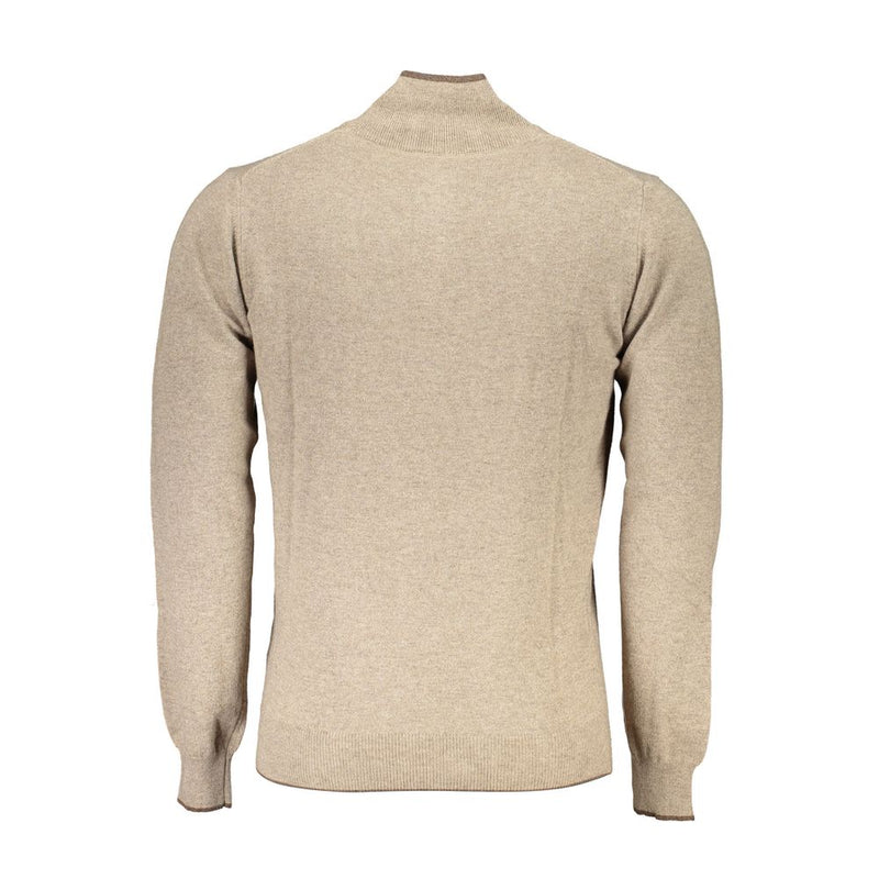 North Sails Beige Fabric Men's Sweater with Half-Zip Design