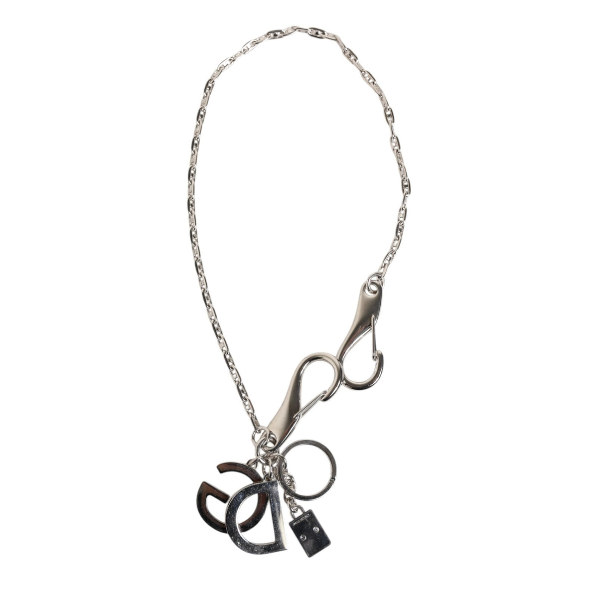 Dolce & Gabbana Silver Tone DG Logo Keychain - Luxury Accessory