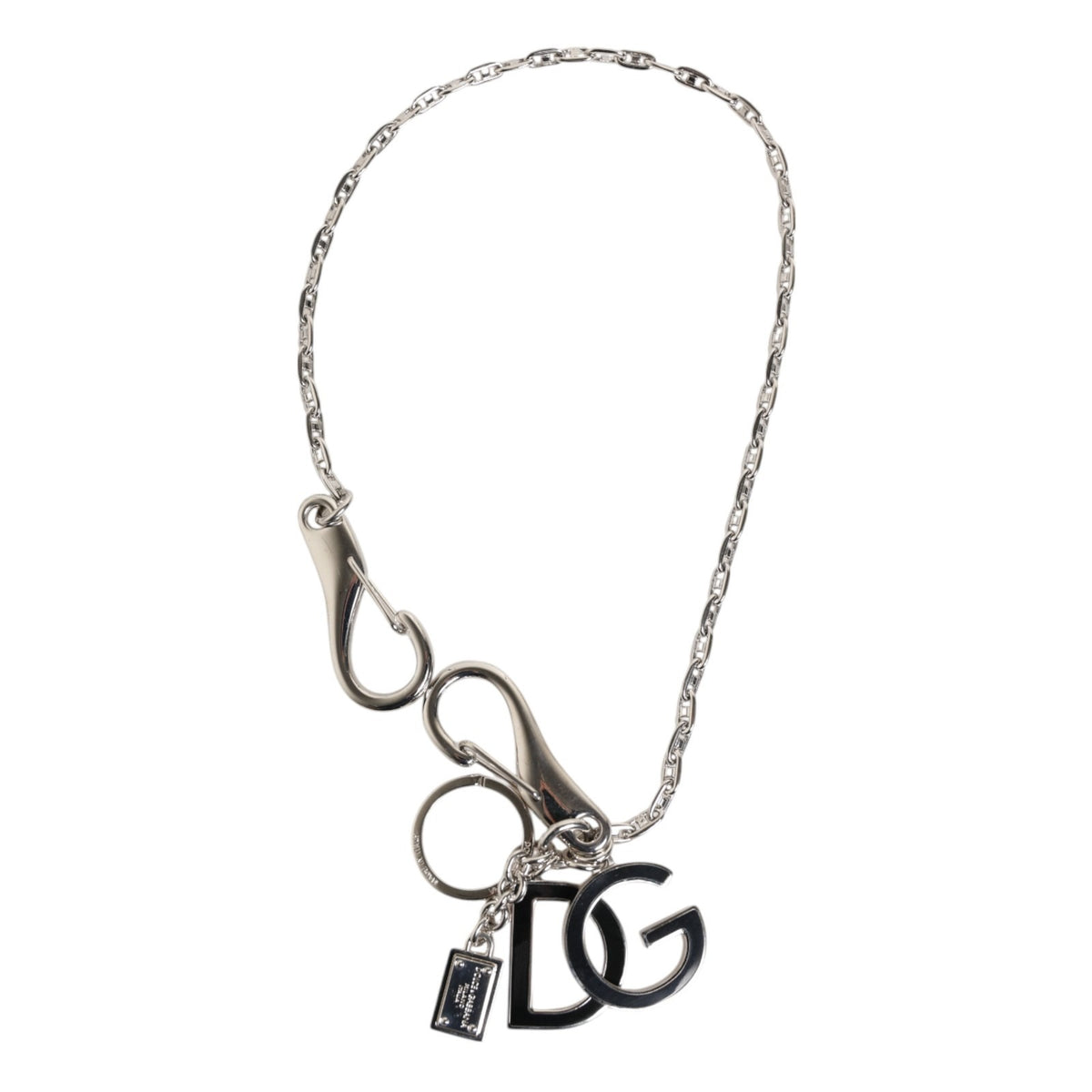 Dolce & Gabbana Silver Tone DG Logo Keychain - Luxury Accessory