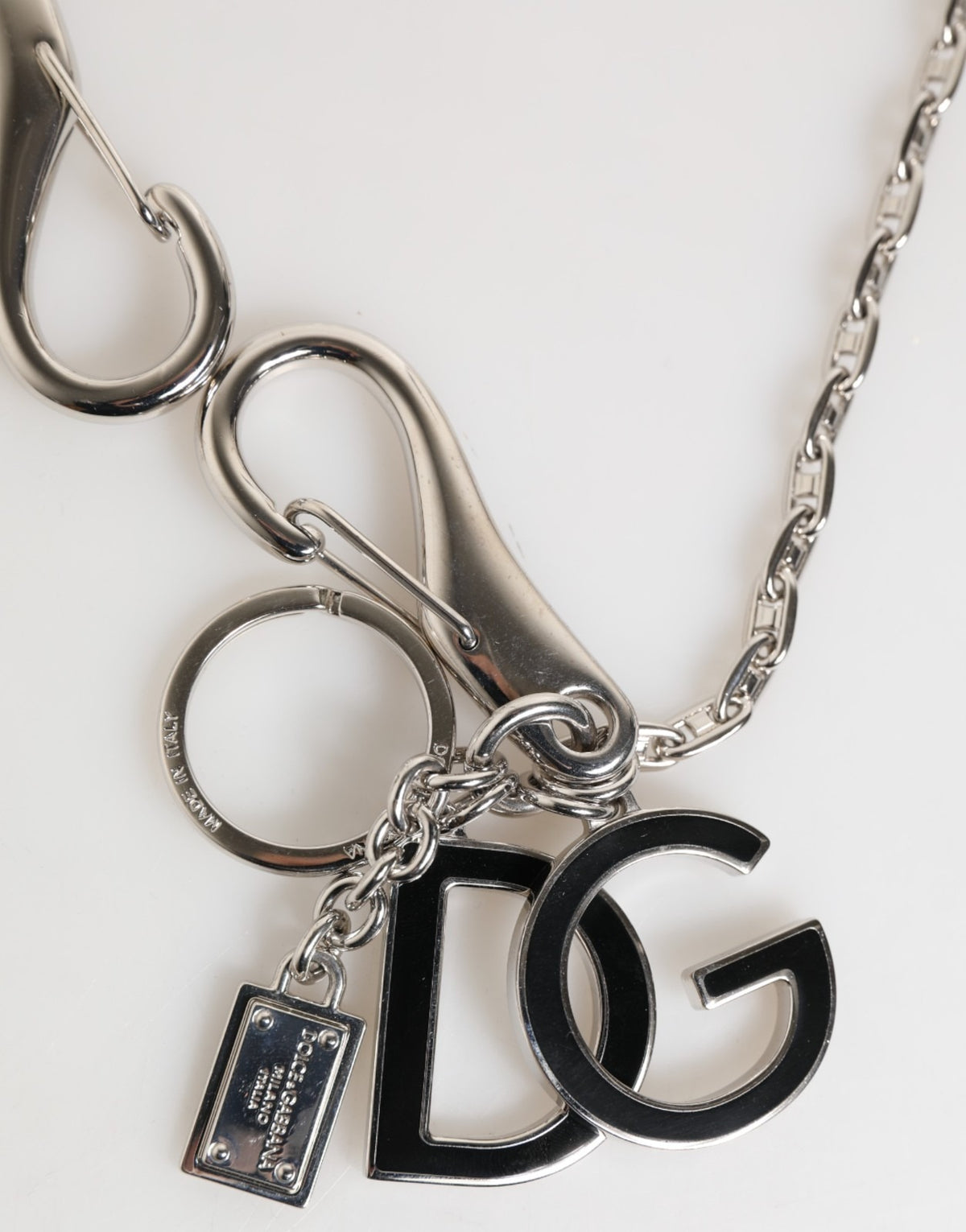 Dolce & Gabbana Silver Tone DG Logo Keychain - Luxury Accessory