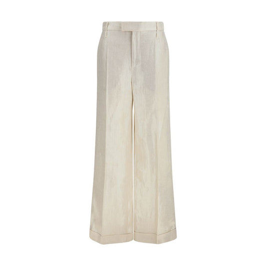 Brunello Cucinelli Beige Silk Casual Pants for Women