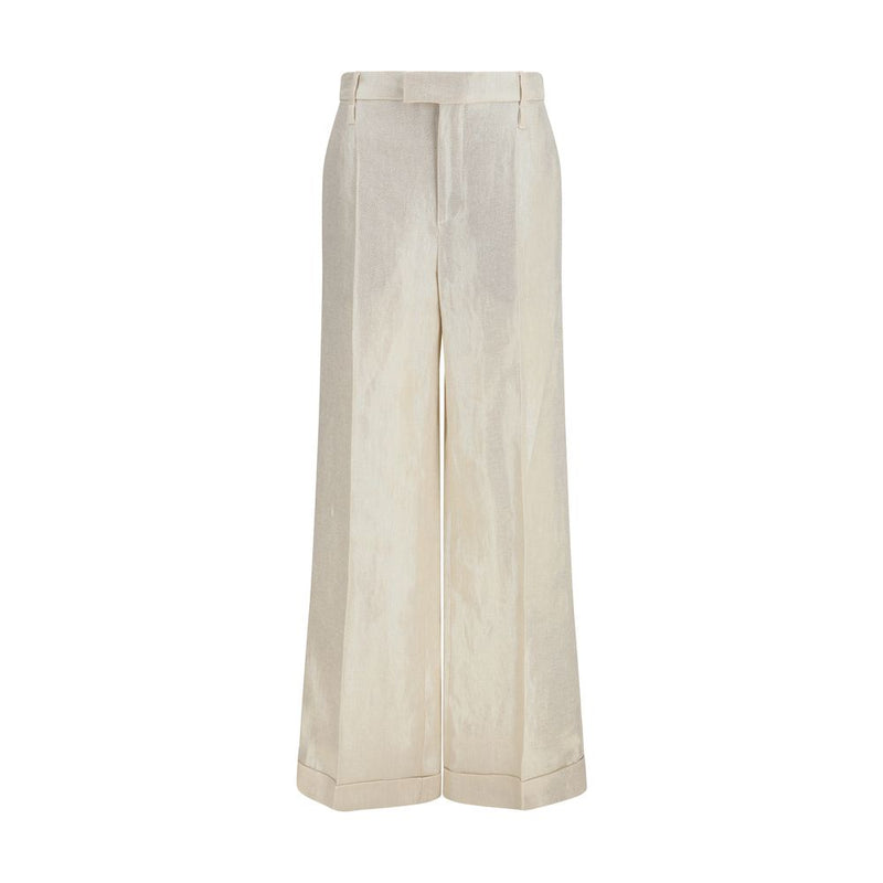 Brunello Cucinelli Beige Silk Casual Pants for Women