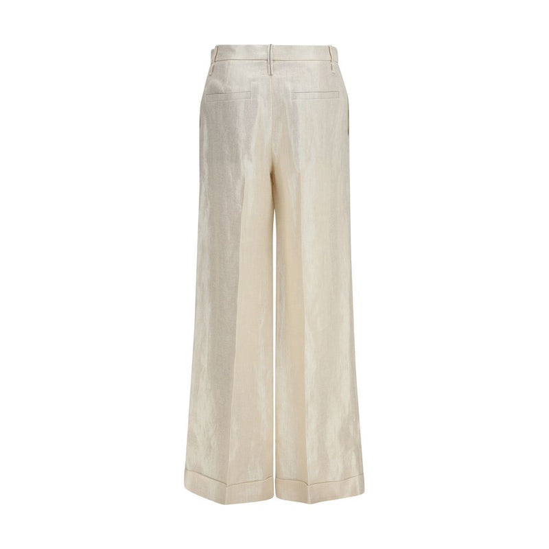 Brunello Cucinelli Beige Silk Casual Pants for Women