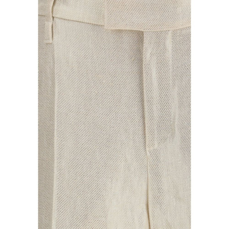 Brunello Cucinelli Beige Silk Casual Pants for Women