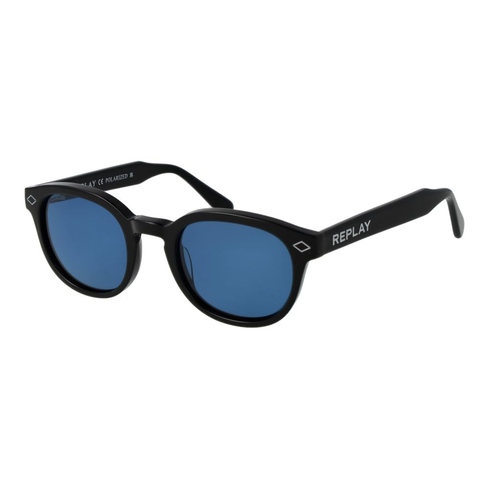 Replay Black Acetate Sunglasses - Unisex Panto Style